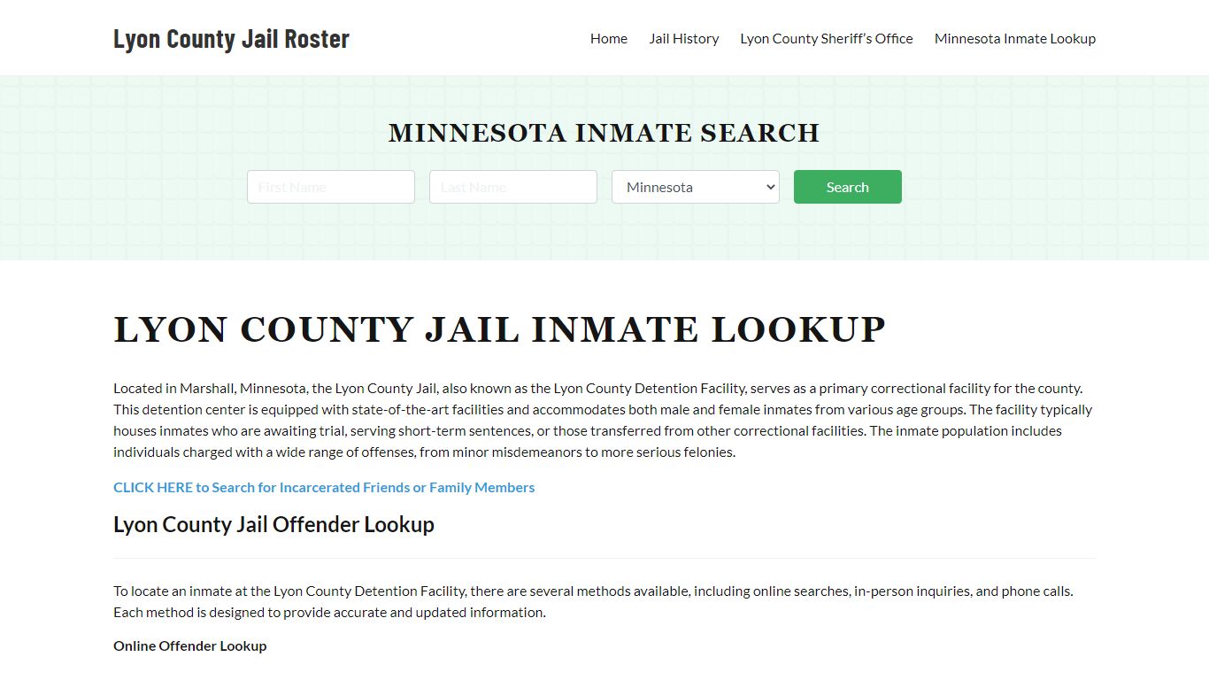 Lyon County Jail Roster Lookup, MN, Inmate Search